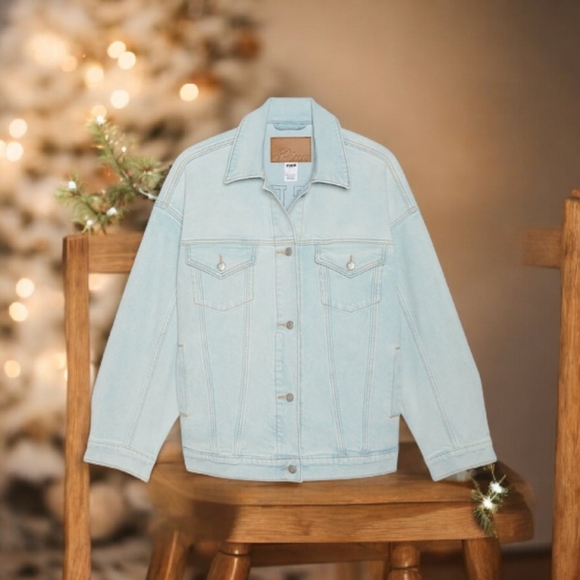 Nwt PINK BRAND Oversized LG Light Blue Denim Jacket Read Full Post.Limited Editi - Picture 5 of 8